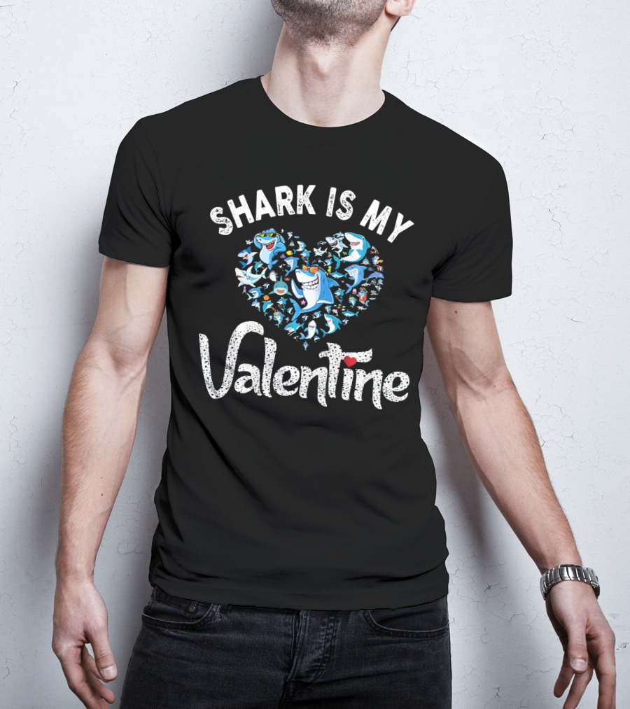 Shark Is My Valentine Shark Lovers Family T-Shirt