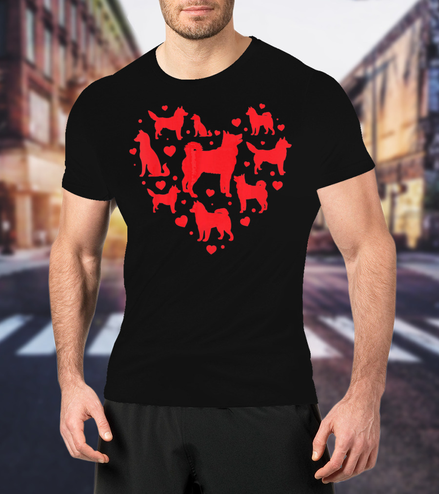 Siberian Husky Heart Silhouettes Valentine's Day T-Shirt