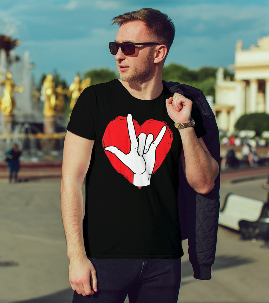 Sign Language I Love You ASL Heart Valentine's Gesture T-Shirt
