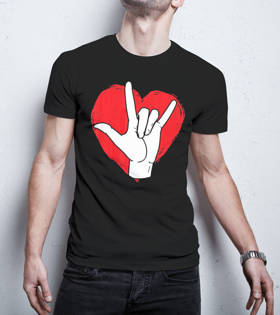 Sign Language I Love You ASL Heart Valentine's Gesture T-Shirt