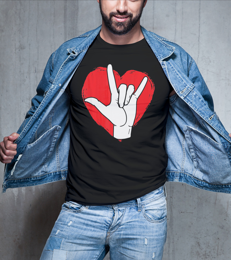 Sign Language I Love You ASL Heart Valentine's Gesture T-Shirt