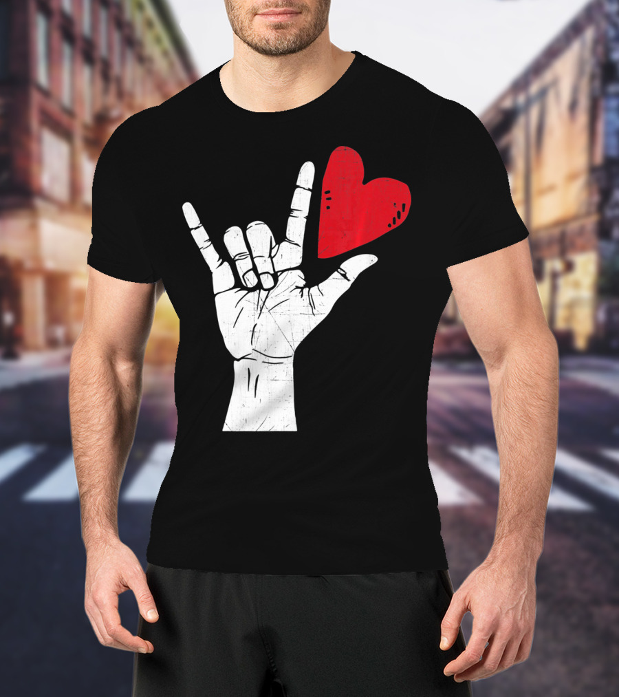 Sign Language I Love You Valentine Heart T-Shirt