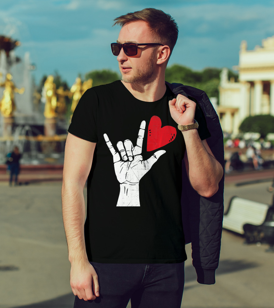 Sign Language I Love You Valentine Heart T-Shirt