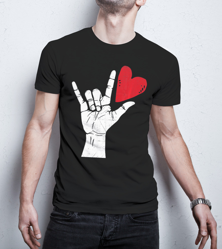 Sign Language I Love You Valentine Heart T-Shirt