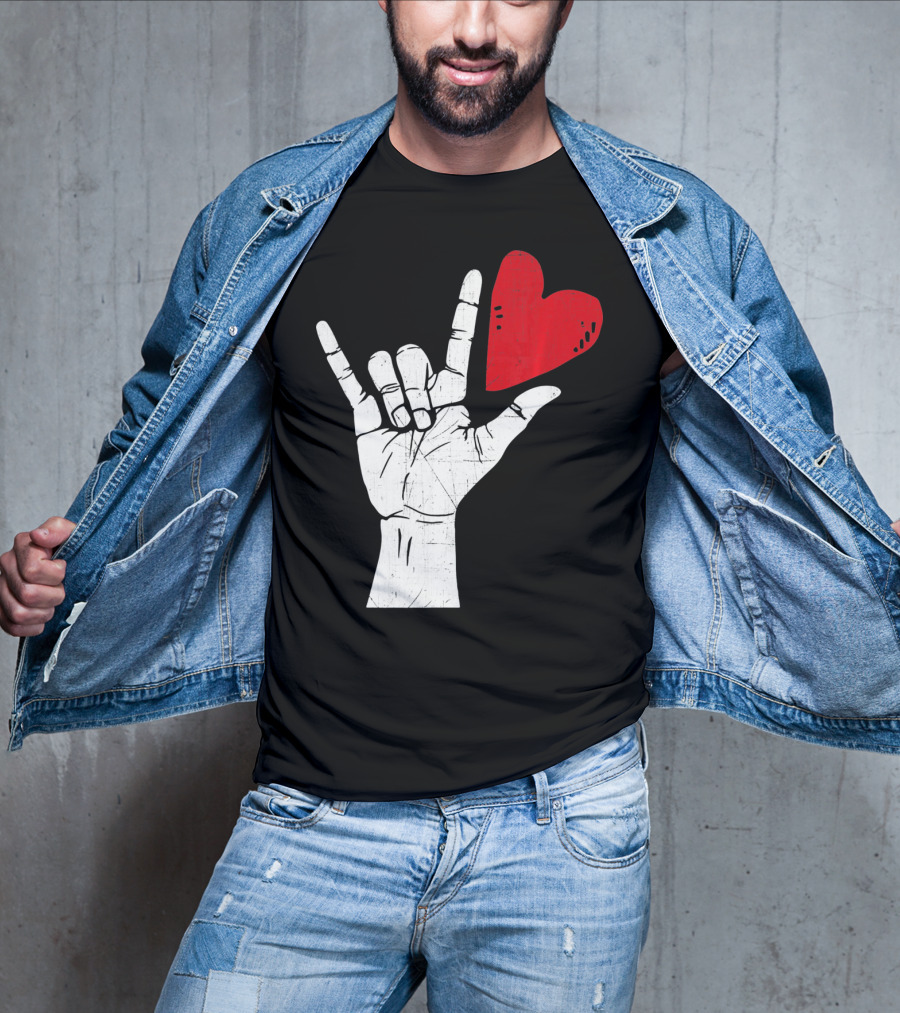 Sign Language I Love You Valentine Heart T-Shirt