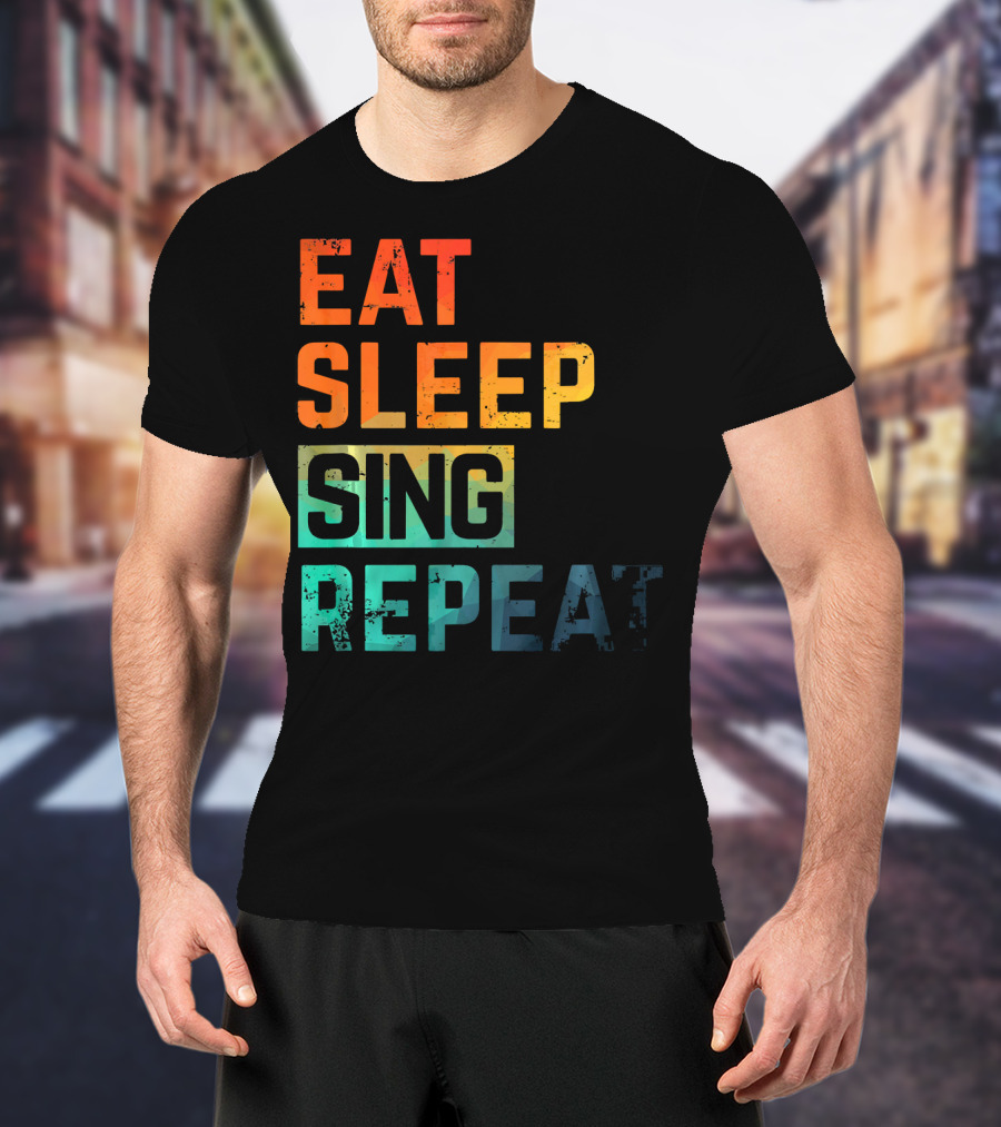 Eat Sleep Sing Repeat Watercolor Block Letters T-Shirt
