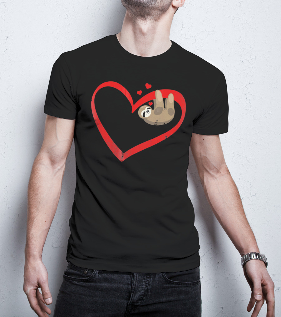 Sloth Heart Lazy Napping Cute Vale T-Shirt