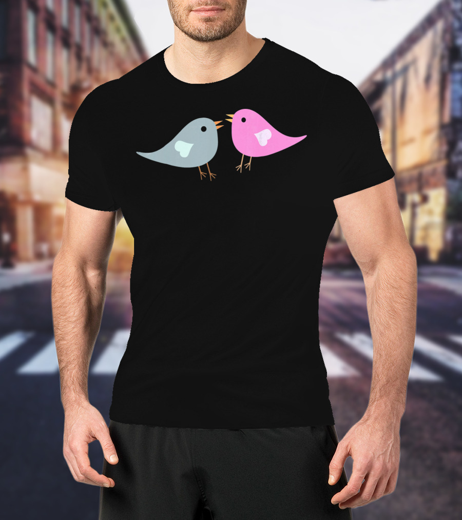 Love Birds Romantic Valentine Two Birds With Hearts T-Shirt
