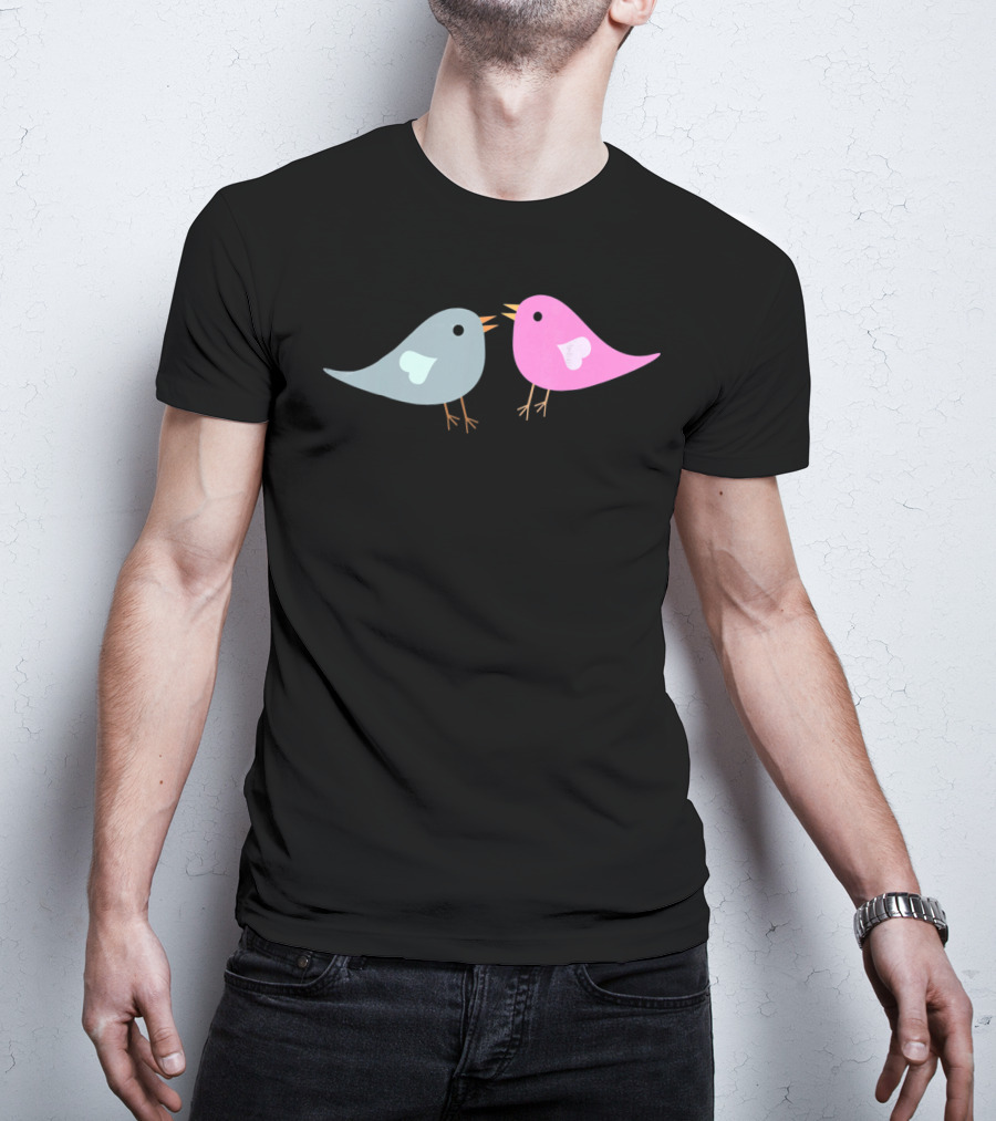Love Birds Romantic Valentine Two Birds With Hearts T-Shirt