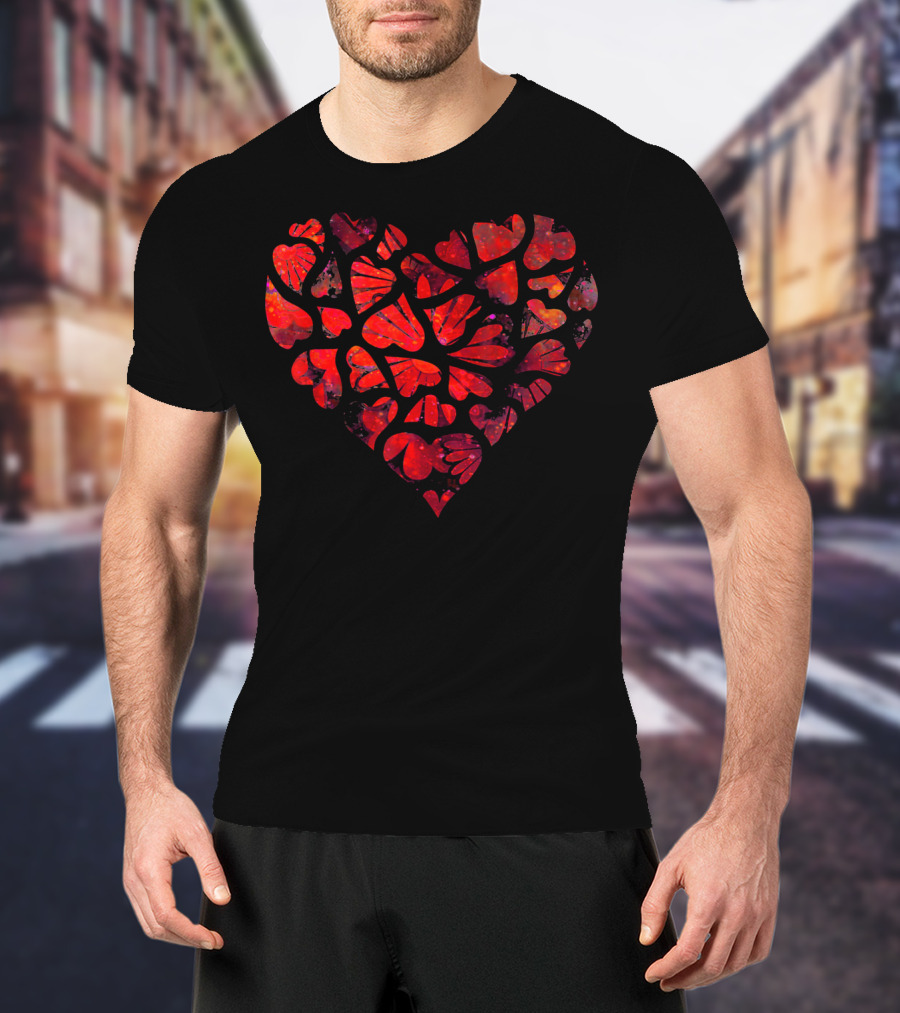 Tie Dye Style Romantic Heart Pattern For Couples T-Shirt