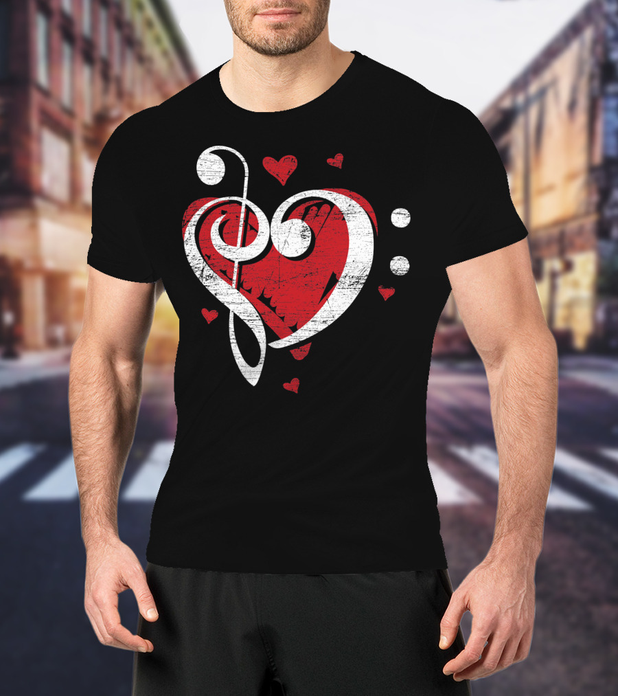 Treble Clef Heart Love Music T-Shirt