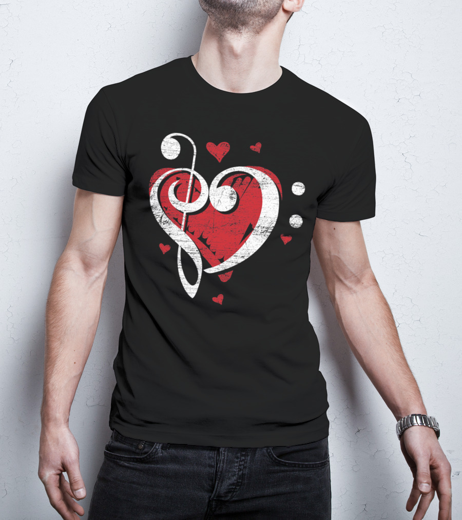 Treble Clef Heart Love Music T-Shirt
