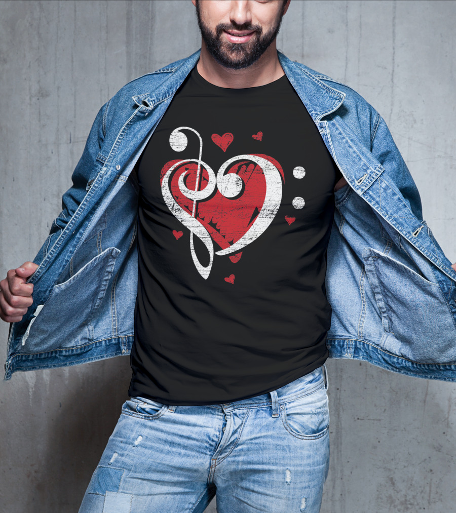 Treble Clef Heart Love Music T-Shirt
