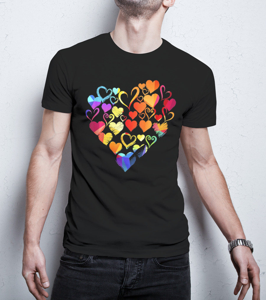 Tye Dye Heart Candy Couples Romantic Valentine Colorful Hearts T-Shirt