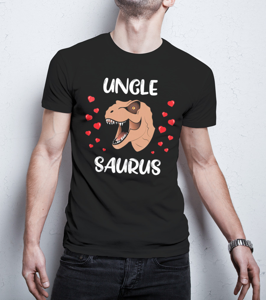 Uncle Saurus Valentine's Dinosaur With Hearts T-Shirt