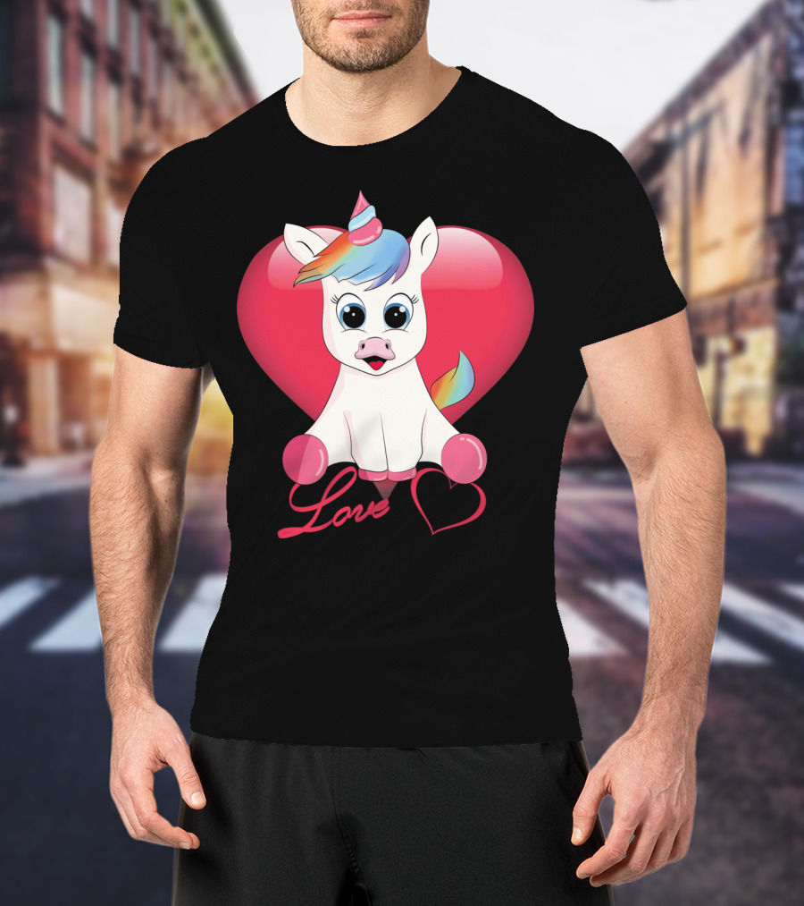 Love Unicorn Heart Valentines Day T-Shirt