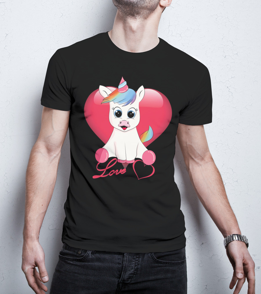 Love Unicorn Heart Valentines Day T-Shirt