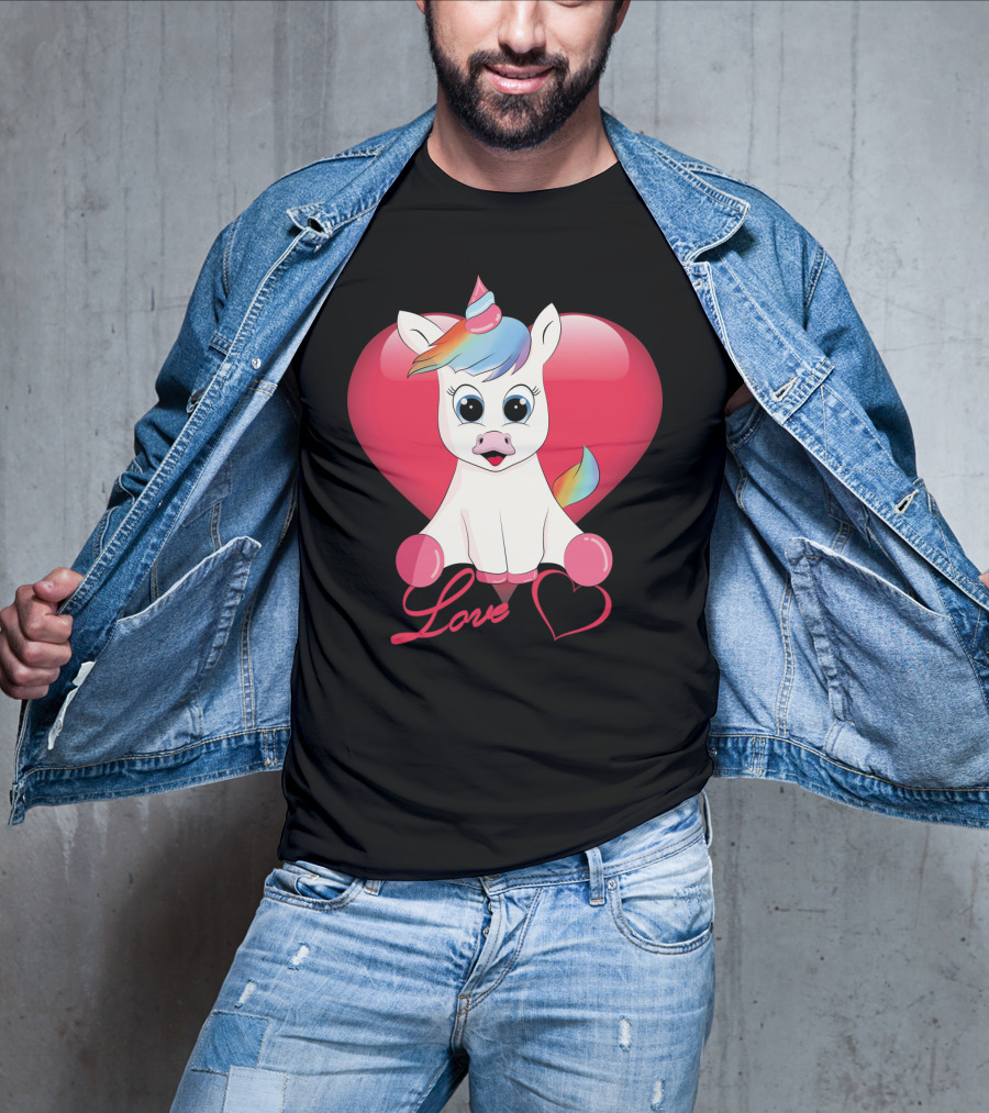 Love Unicorn Heart Valentines Day T-Shirt