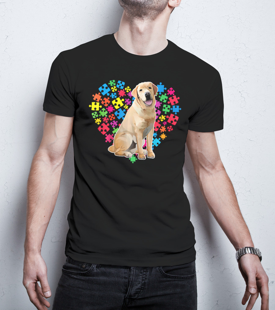 Labrador Dog Heart Puzzle Valentine T-Shirt