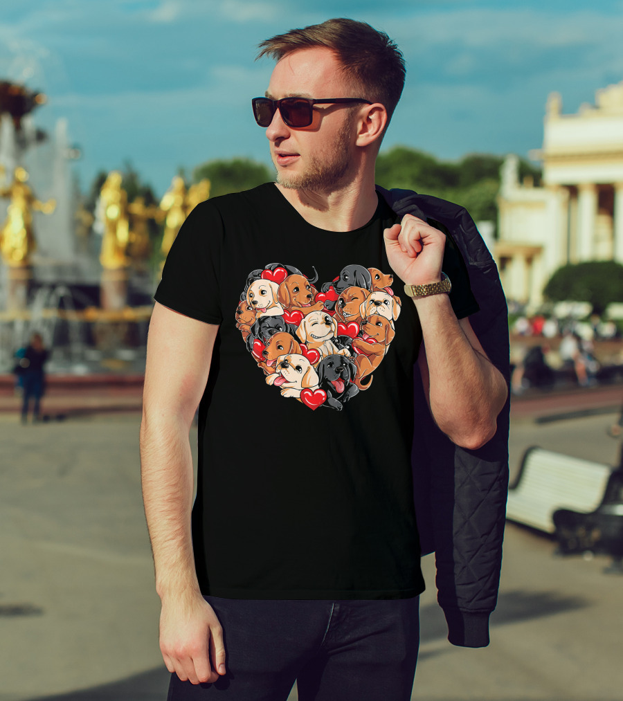 Labrador Puppies Heart Valentine’s Day T-Shirt