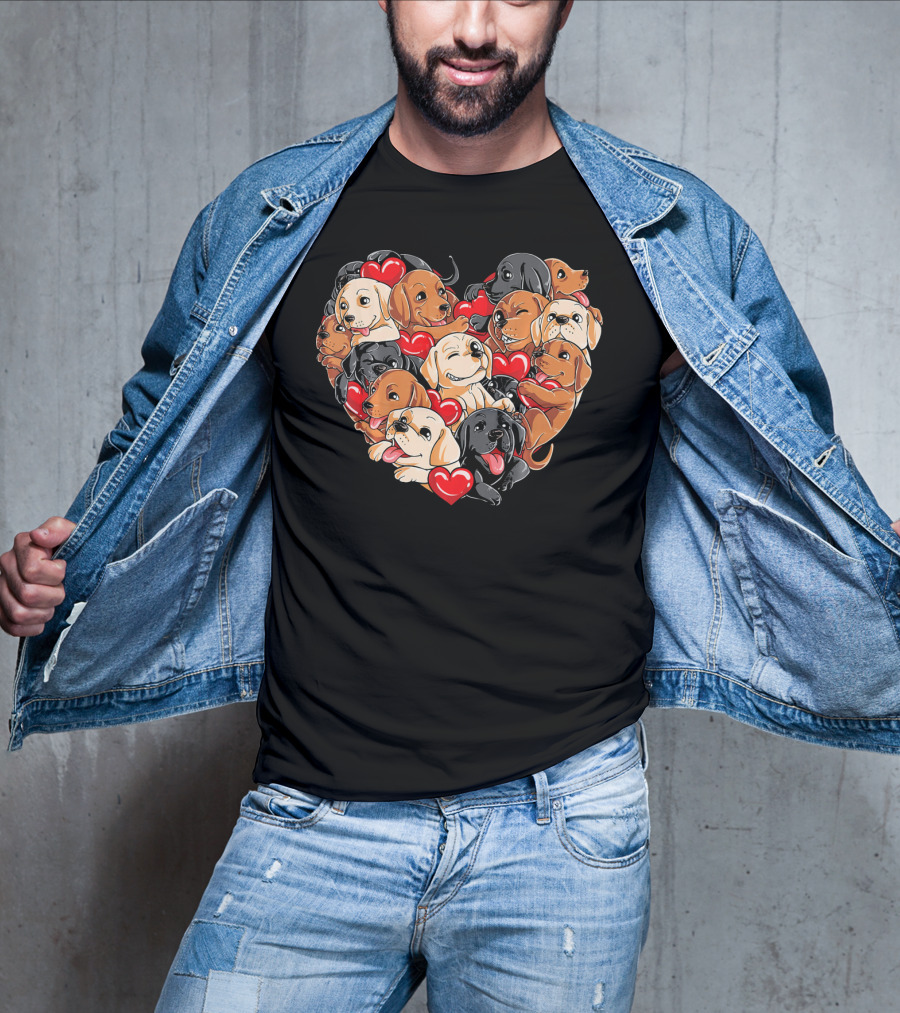 Labrador Puppies Heart Valentine’s Day T-Shirt
