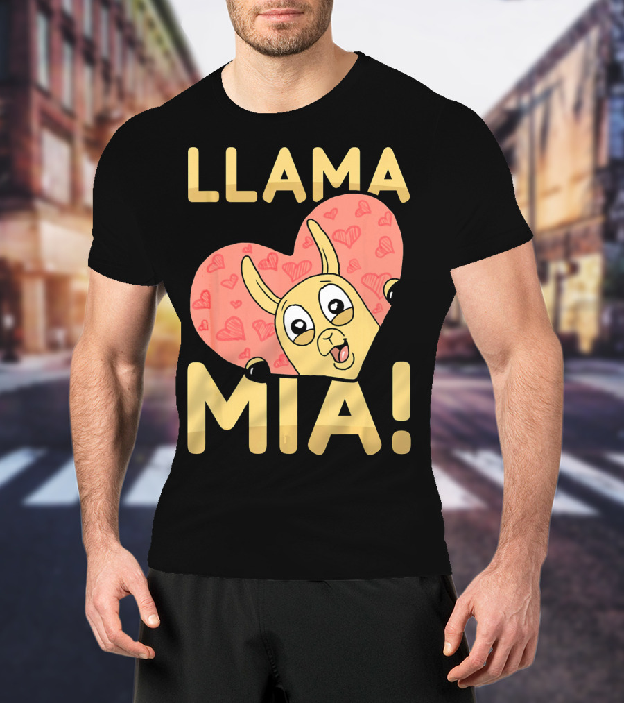 Llama Mia Love Heart Valentine's Day T-Shirt