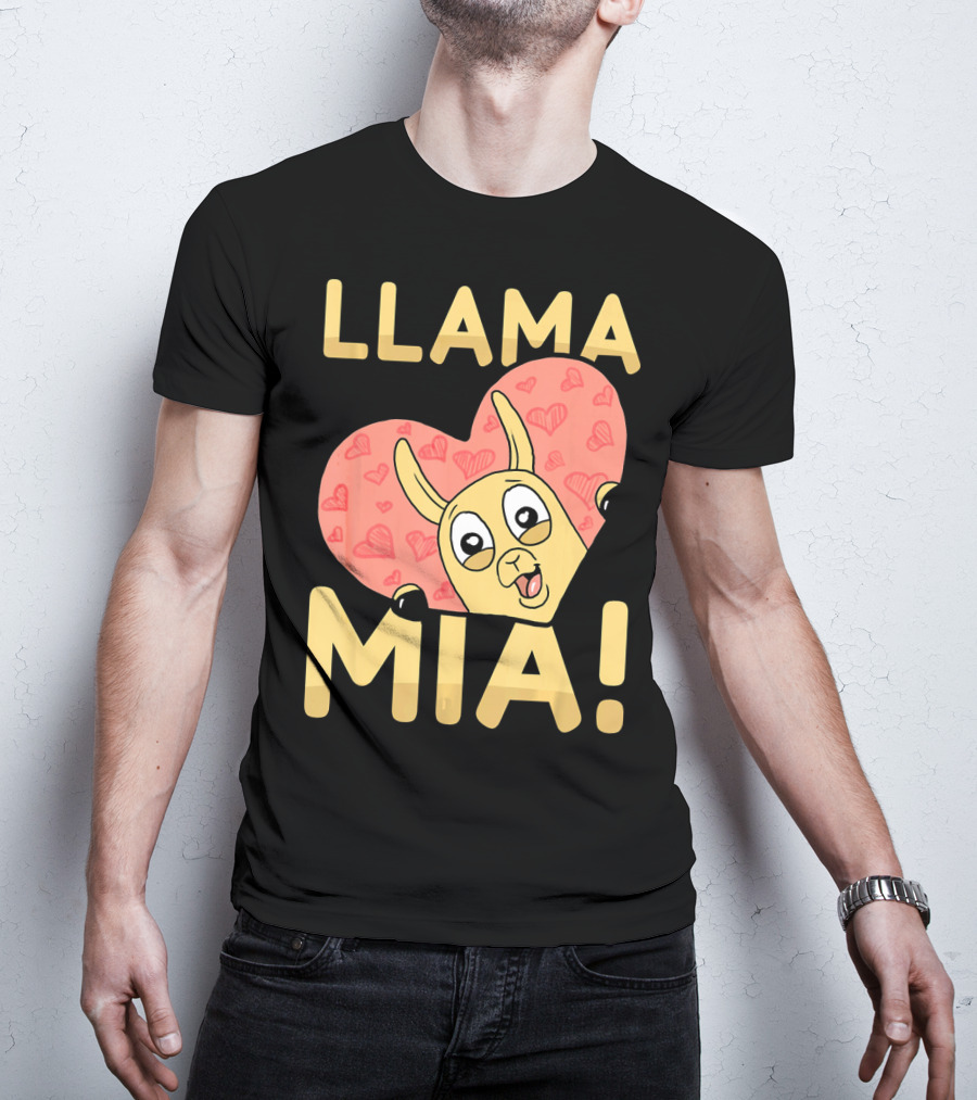 Llama Mia Love Heart Valentine's Day T-Shirt