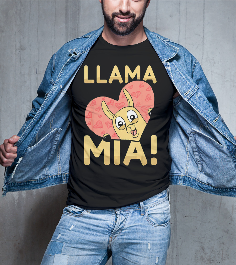 Llama Mia Love Heart Valentine's Day T-Shirt