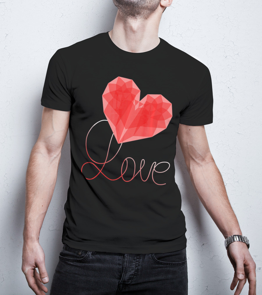Love Heart Valentin Geometric T-Shirt