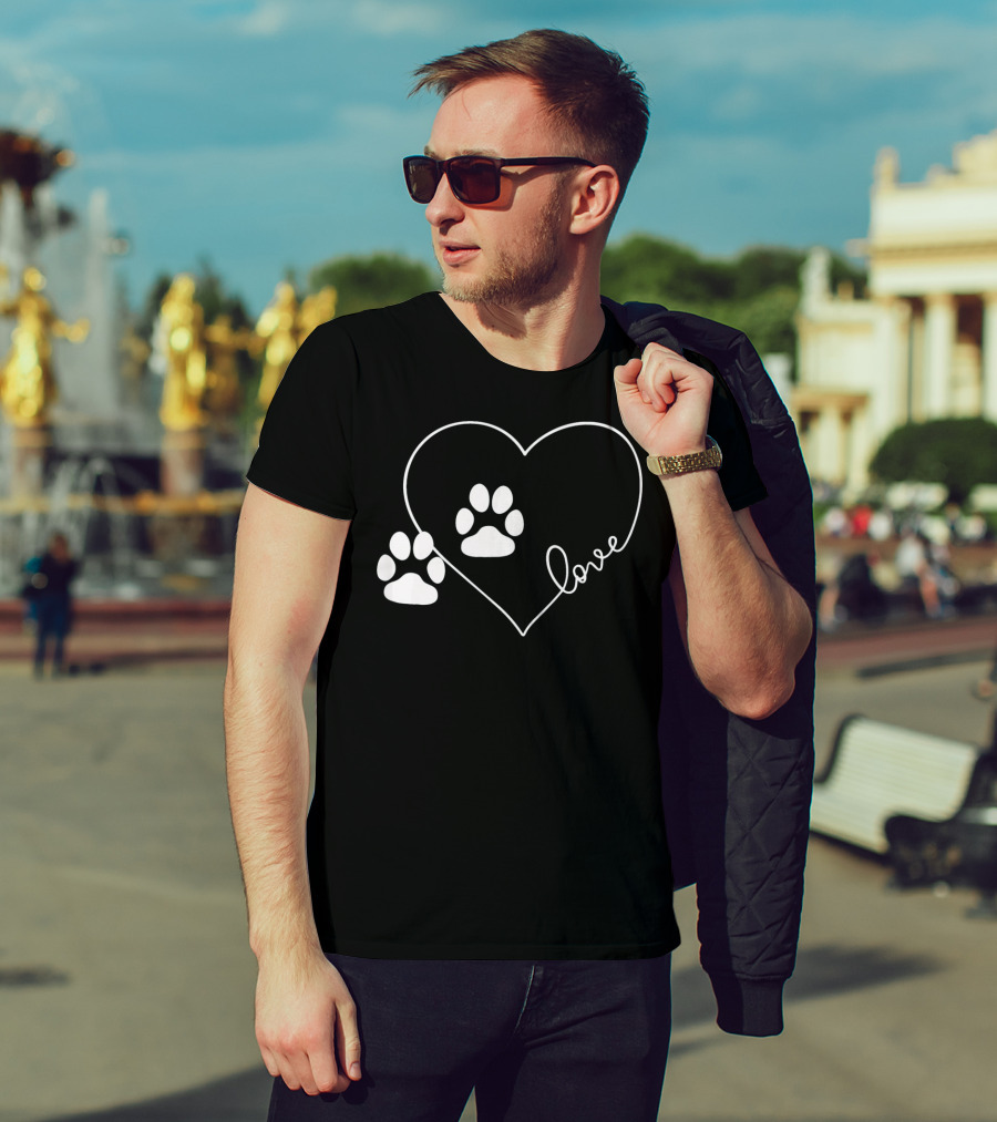 Love Paw Prints Heart T-Shirt
