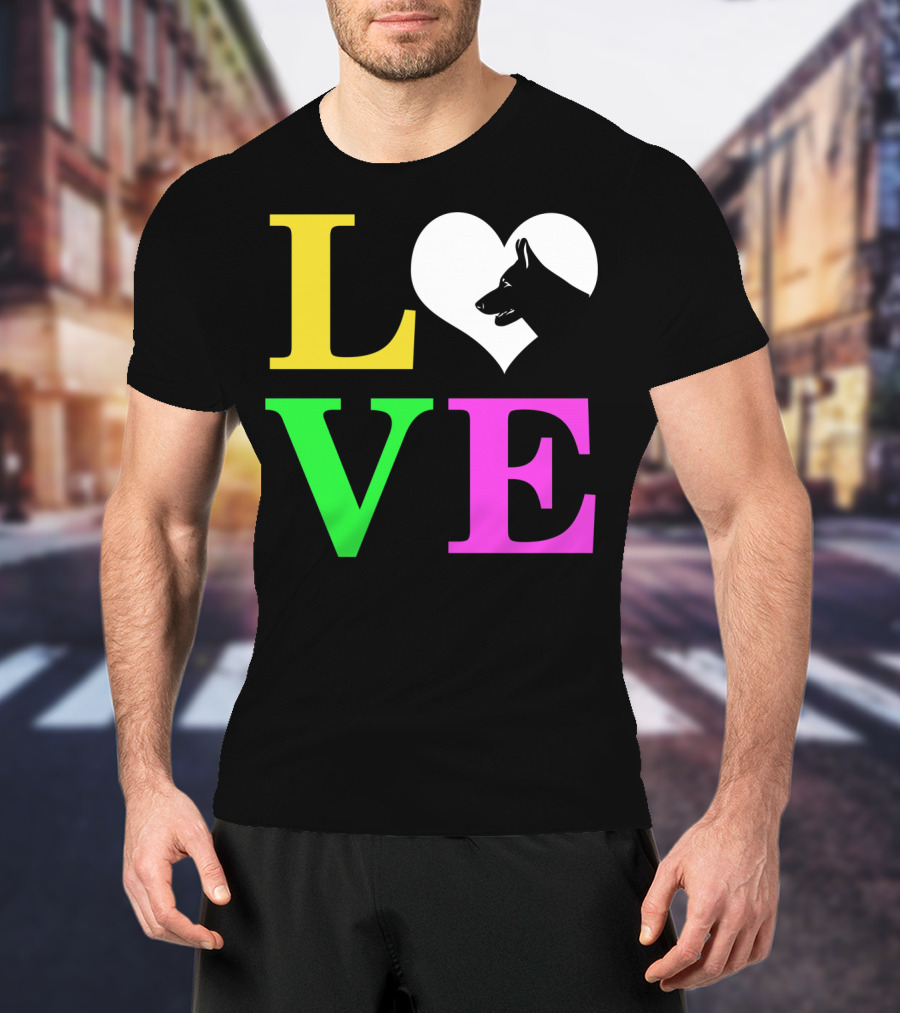 Love German Shepherd Mom Valentines Long Heart T-Shirt