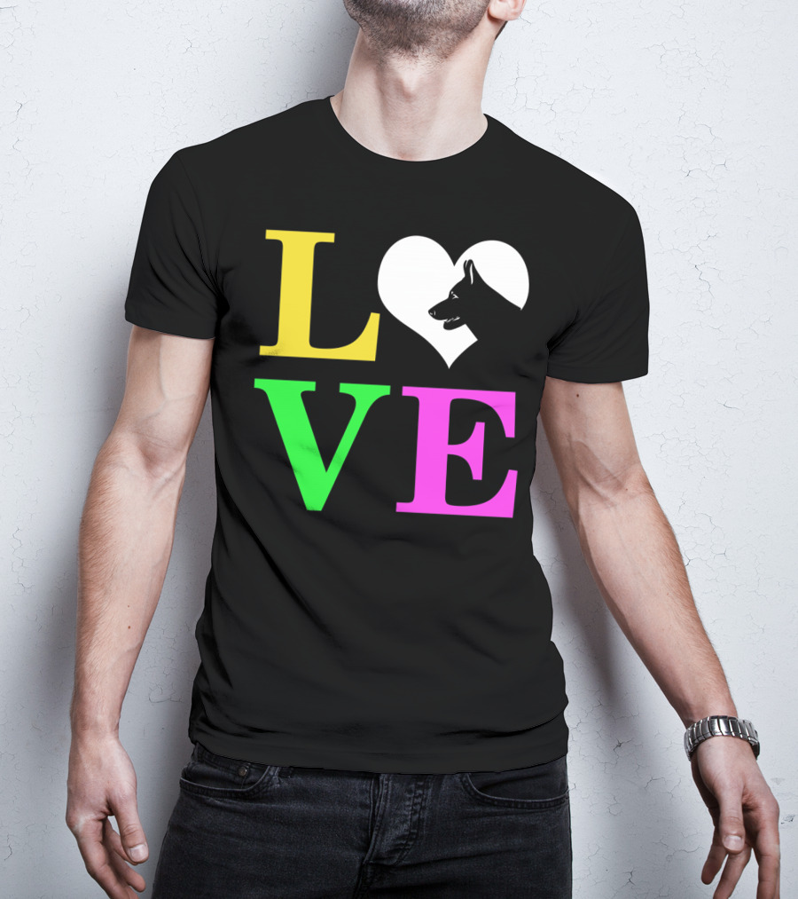 Love German Shepherd Mom Valentines Long Heart T-Shirt