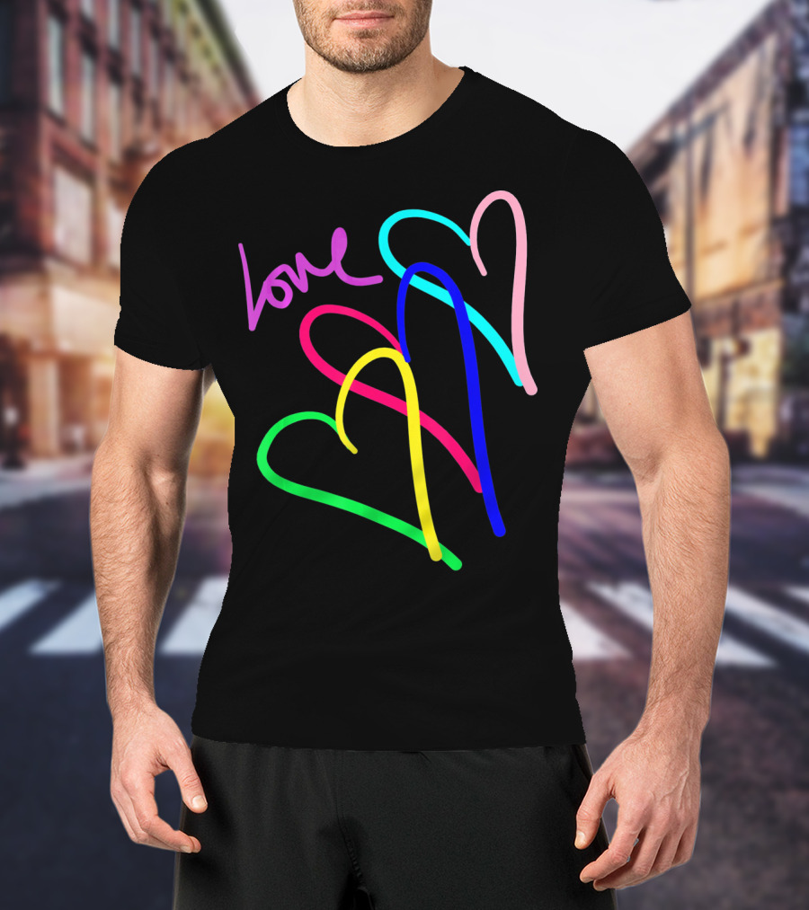 Love Neon Rainbow Hearts Connection Vale T-Shirt
