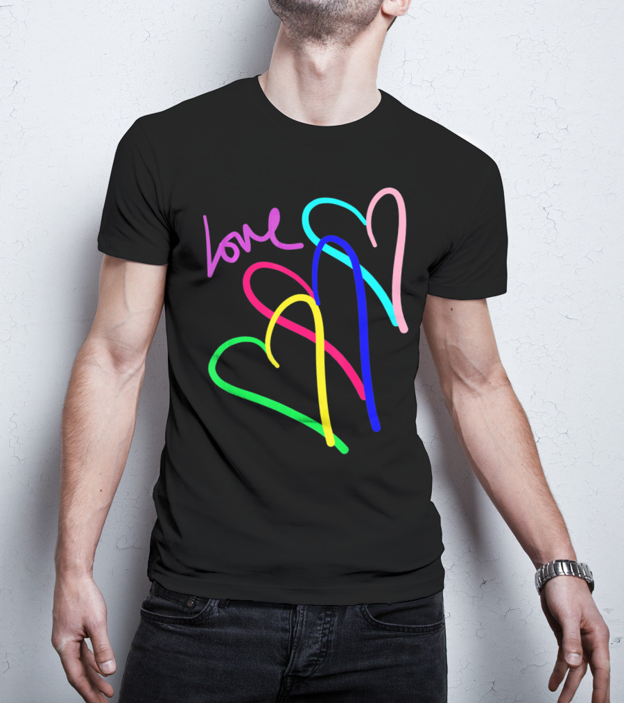 Love Neon Rainbow Hearts Connection Vale T-Shirt