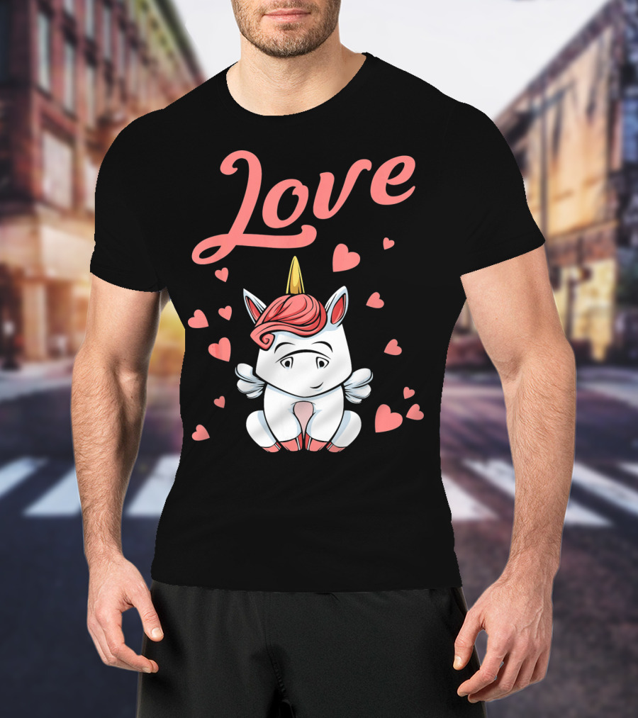 Love Unicorn Funny Valentines Day Hearts T-Shirt