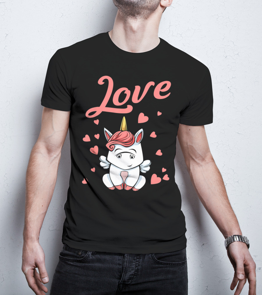 Love Unicorn Funny Valentines Day Hearts T-Shirt
