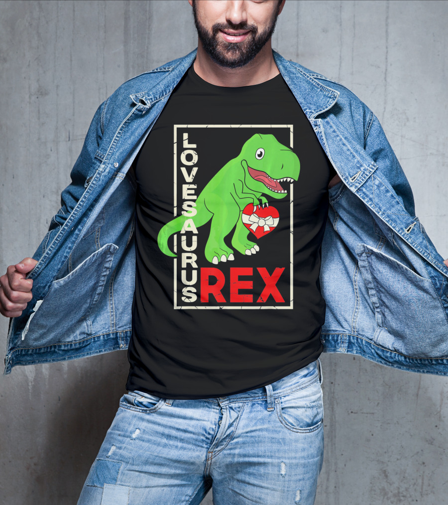 Lovesaurus Rex Dinosaur Valentin Holding Heart T-Shirt