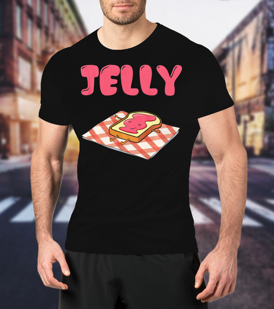 Jelly Sleeping On Toast With Red And White Checkered Blanket T-Shirt