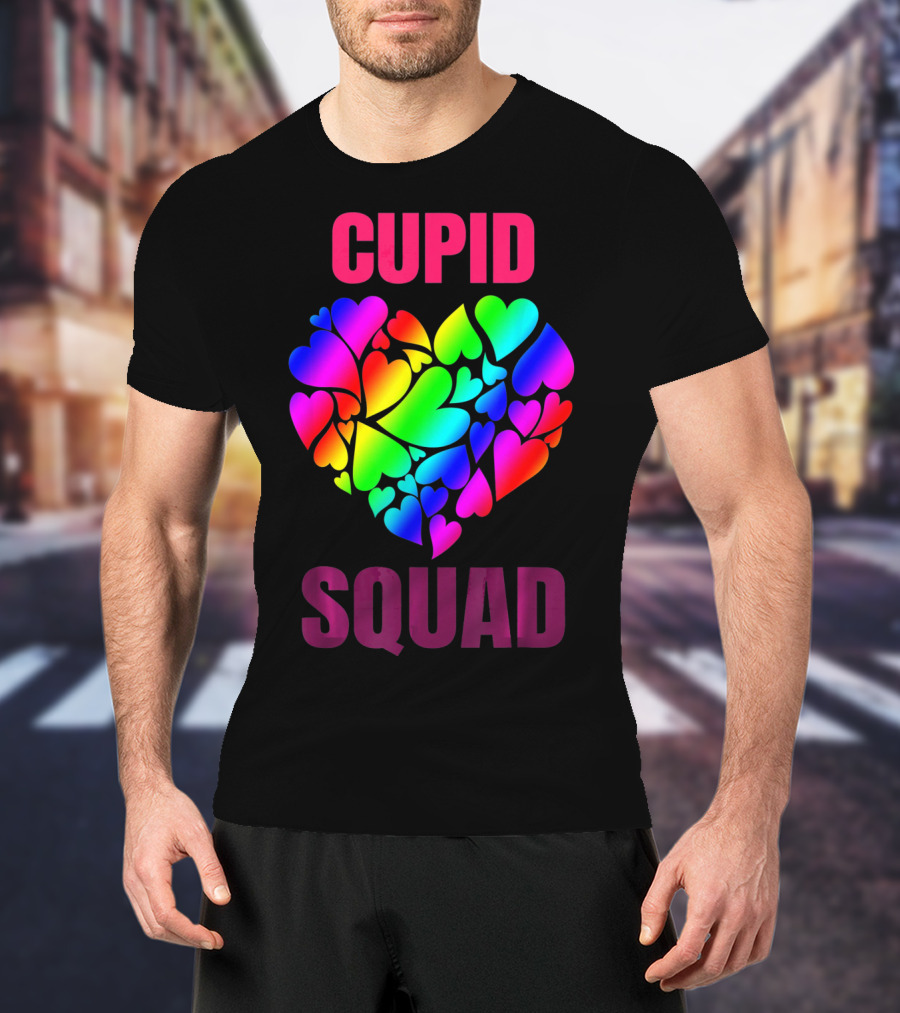 Cupid Squad Rainbow Heart Valentines T-Shirt