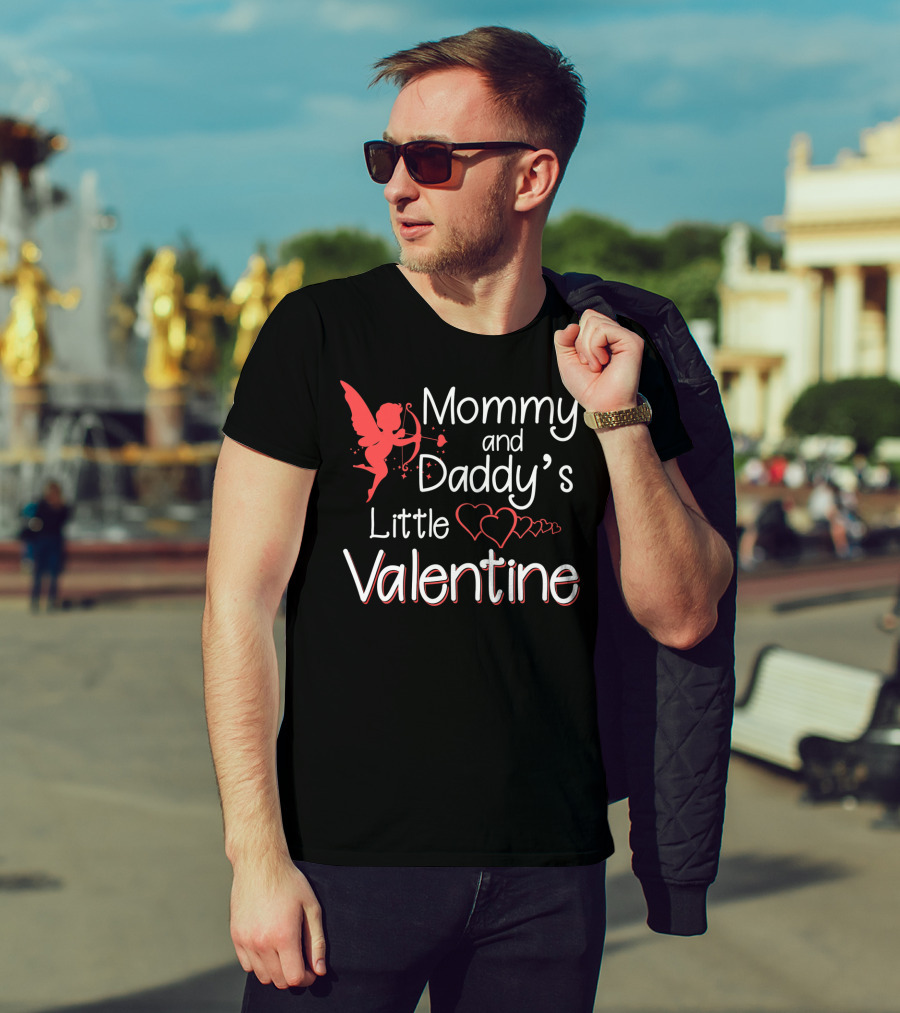 Mommy And Daddy's Little Valentine Angel With Hearts And Cupid T-Shirt