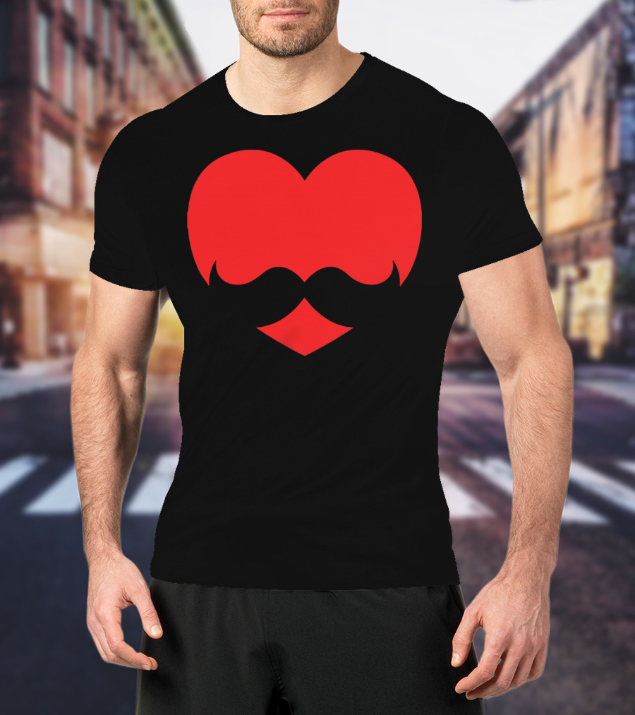 Mustache Heart Valentines Boy Red Mustache Heart T-Shirt