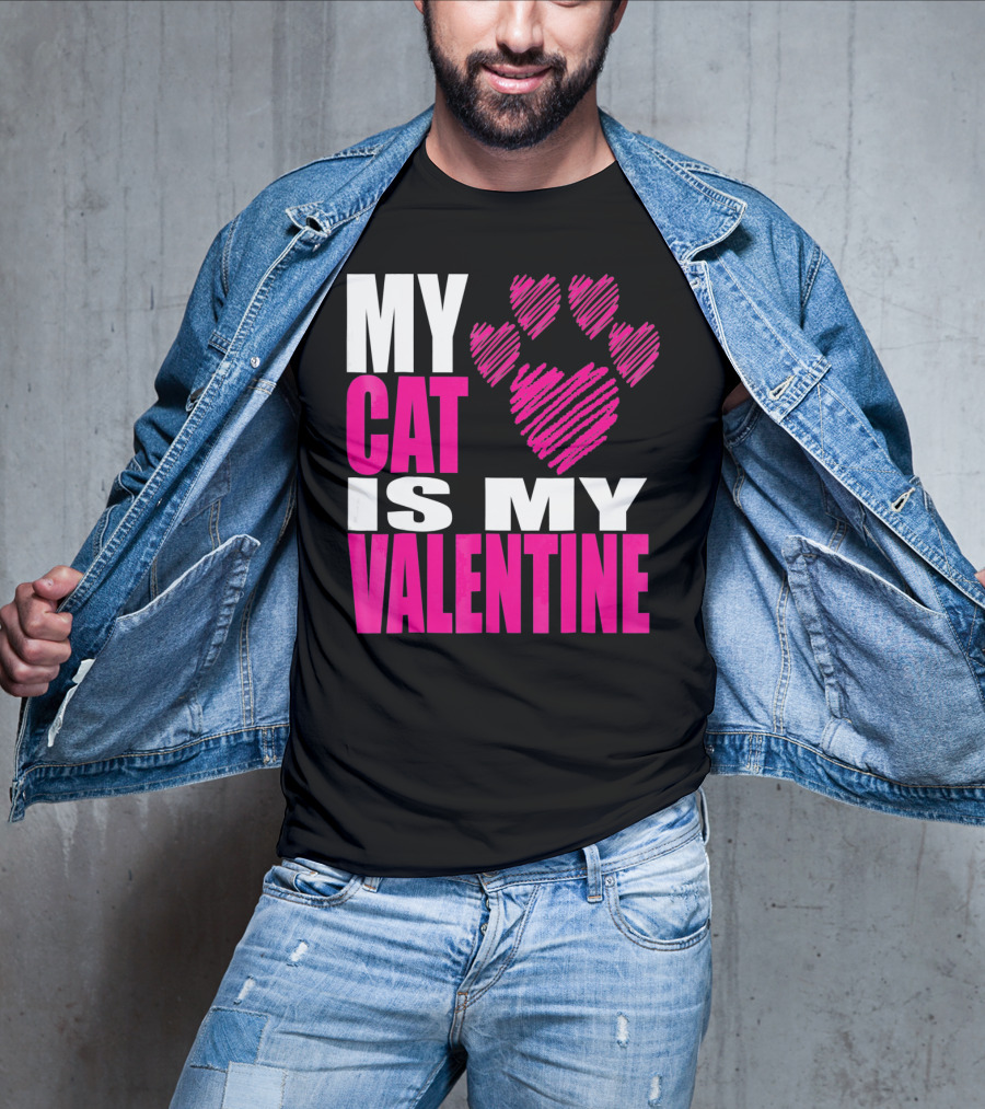 My Cat Is My Valentine Paw Heart T-Shirt