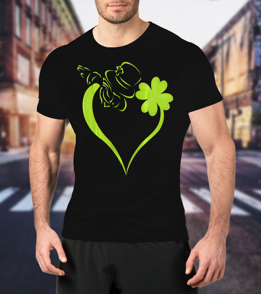 Dabbing Leprechaun Heart Shamrock St Patrick's T-Shirt