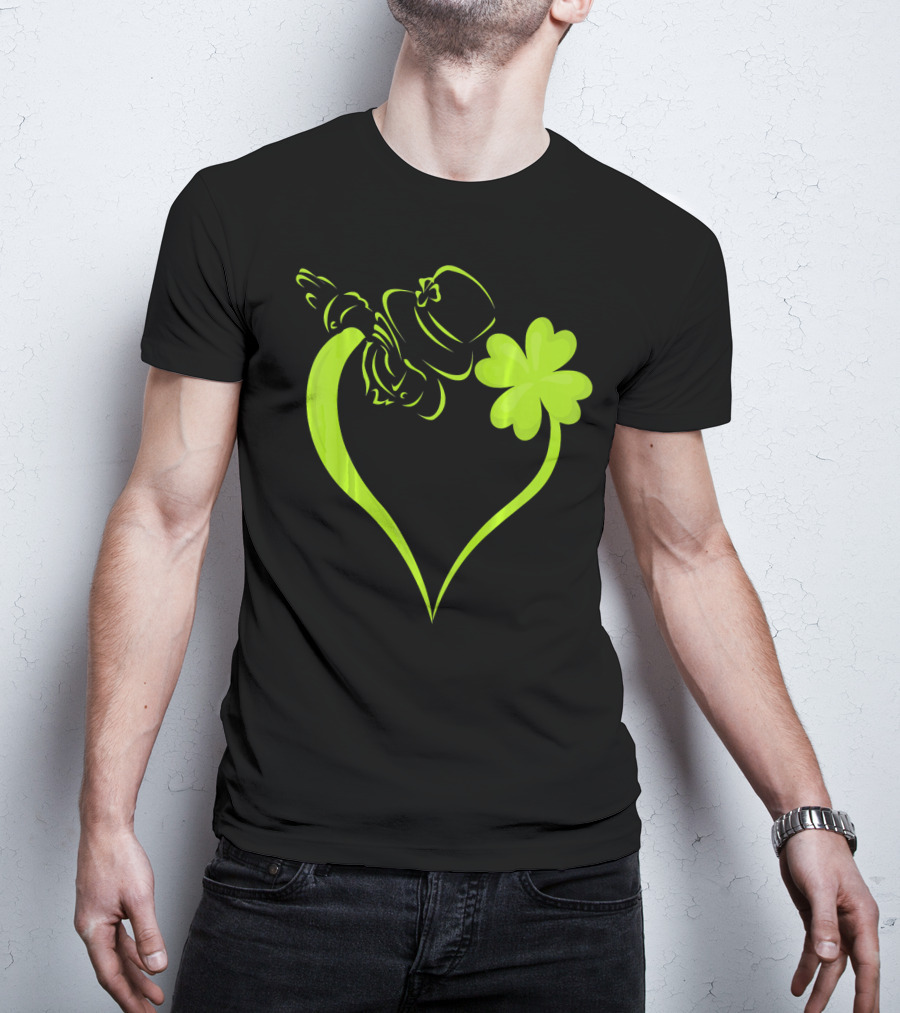 Dabbing Leprechaun Heart Shamrock St Patrick's T-Shirt