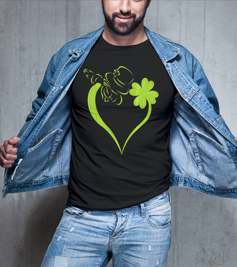 Dabbing Leprechaun Heart Shamrock St Patrick's T-Shirt