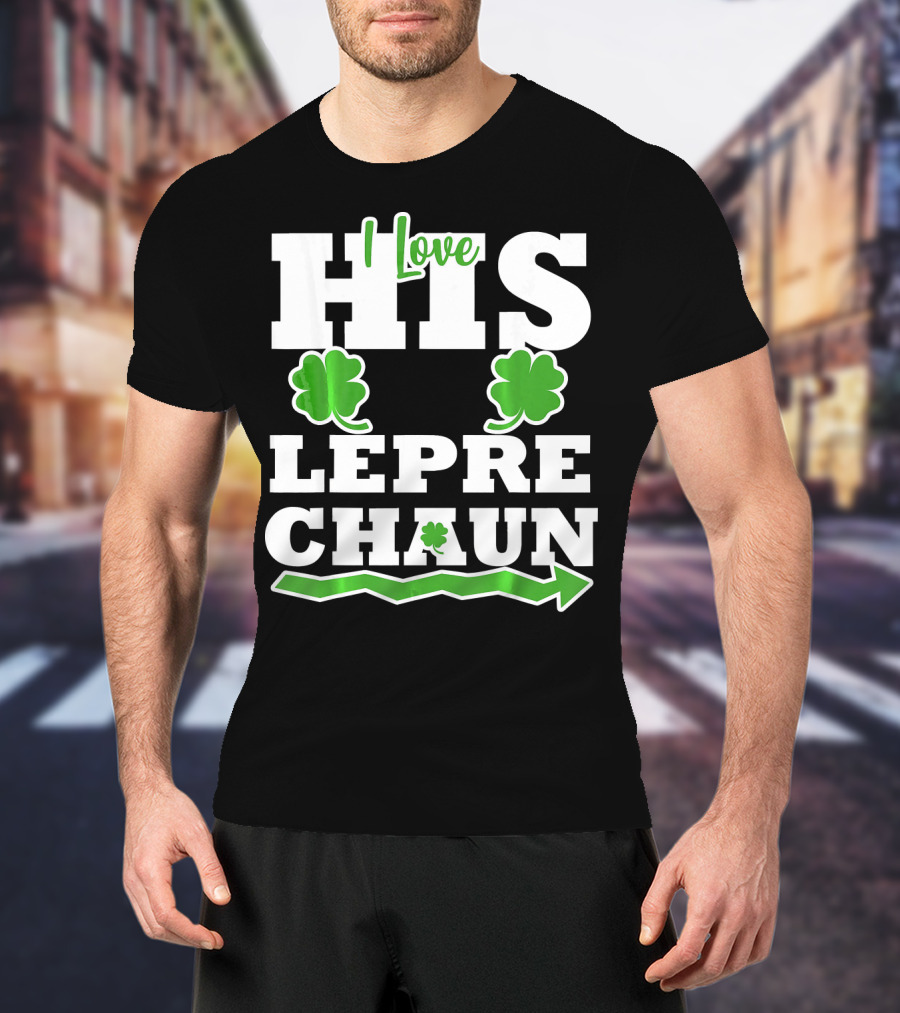 St Patricks Day Couples Love His Leprechaun Shamrock Arrow T-Shirt