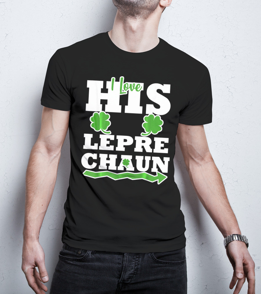 St Patricks Day Couples Love His Leprechaun Shamrock Arrow T-Shirt