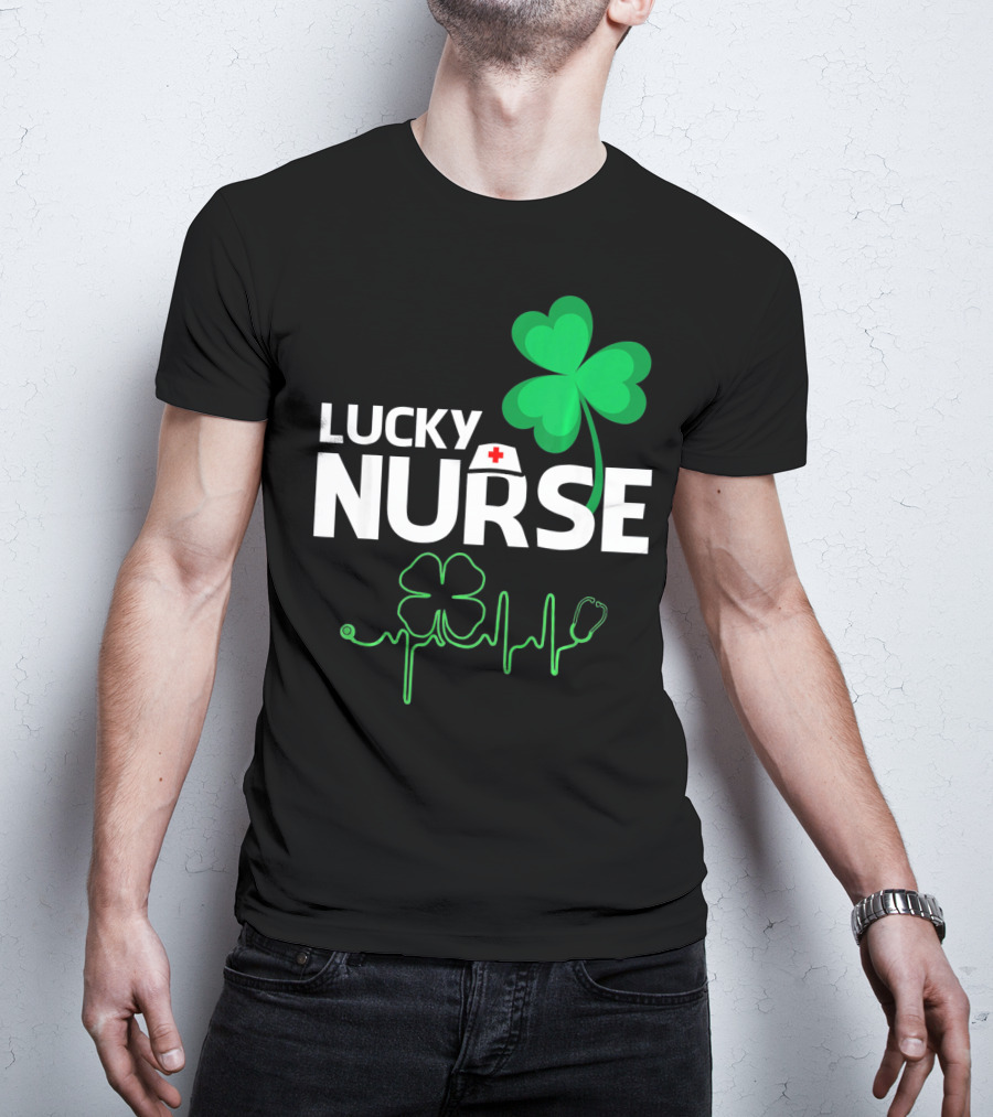 Lucky Nurse Shamrock Heartbeat St. Patricks Day T-Shirt