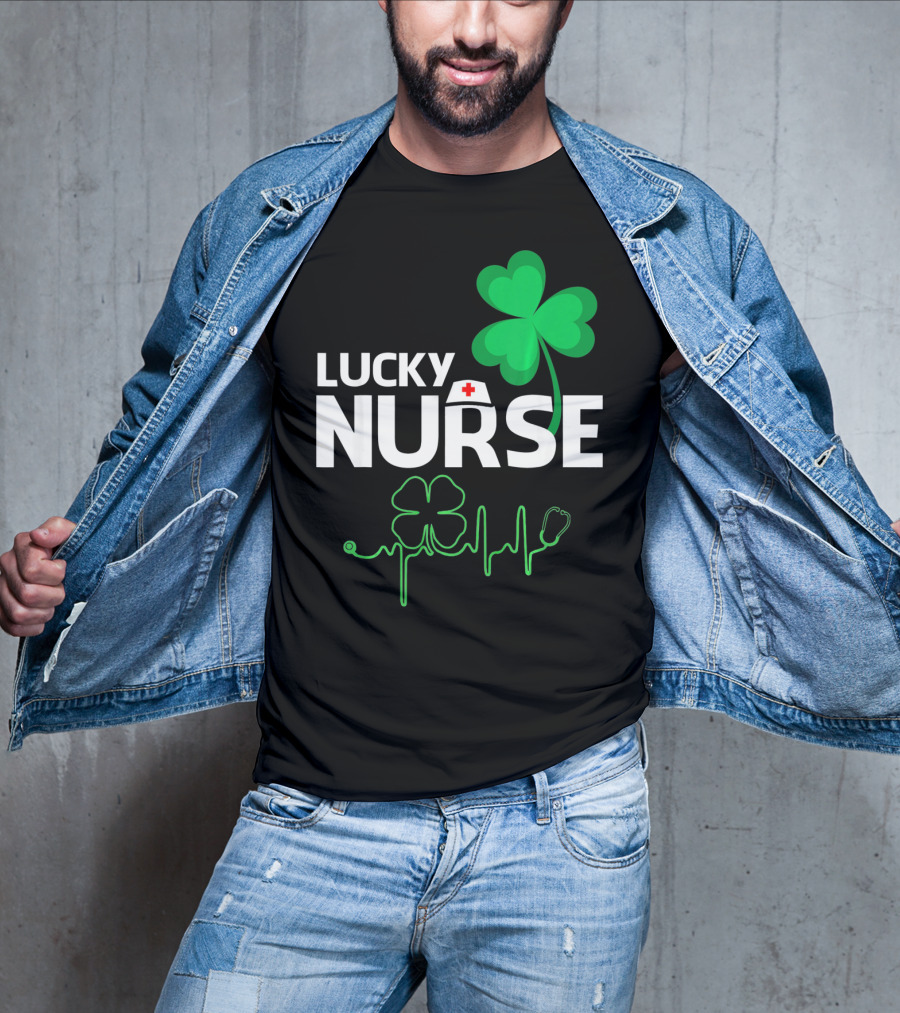 Lucky Nurse Shamrock Heartbeat St. Patricks Day T-Shirt