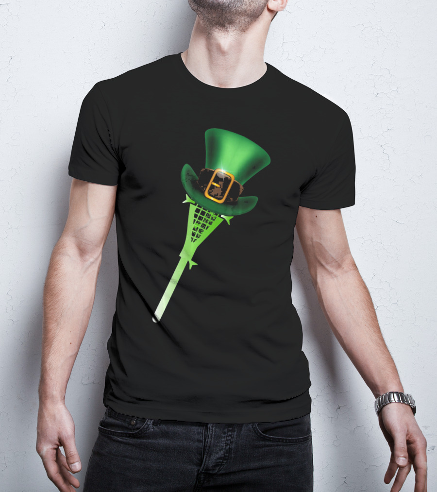 Leprechaun Shamrock Lacrosse Hat St Patricks T-Shirt
